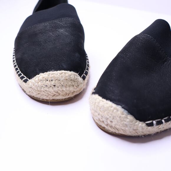 EILEEN FISHER Lady Tumbled Nubuck Espadrille Flats Black Open Sides Women's 9 - Picture 5 of 9
